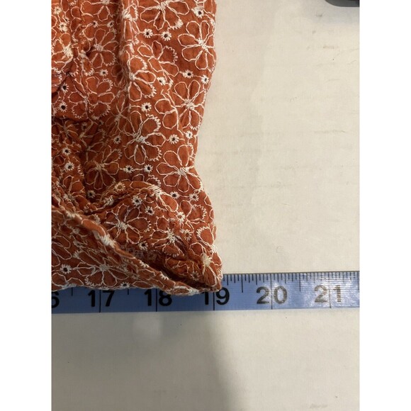 Kindred Women’s Cotton Sleeveless Blouse L Pumpkin Eyelet Cottage Prairie Cute - Picture 6 of 9